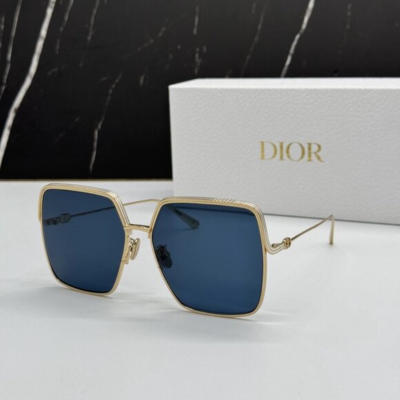 NEW EVERDIOR S1U B0B0 DIOR GOLD BLUE WOMEN DIOR SUNGLASSES - Picture 1 of 12